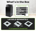 Alpine Industries 29 Gallon Commercial Indoor Recycle Bin, Modern Black Metal Container with Optional Lids