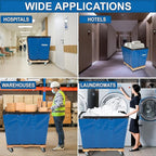 Vergo Industrial Basket Trucks (16 Bushels) 600 lbs Capacity - Heavy Duty Rip-Stop Vinyl Commercial Laundry Cart with Wheels - 20 Cubic Feet - Service Cart for Laundry, Trash and Heavy Materials