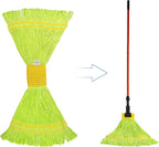 Matthew Cleaning Microfiber String Mop Heavy Duty Commercial Wet Mop Head Replacement,Excellent Absorbency,Premium Launderability,Reusable for Home,Commercial and Industrial Use(Green,12Pack)