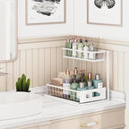 Under Sink Organizer, 2 Pack Height Adjustable Cabinet Organizer with Slide Out Drawer, Pull Out Under Sink Storage, Multi-Purpose 2 Tier Sink Shelves for Kitchen Bathroom Pantry (White, 2 Pack)