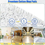 24" Commercial Dust Mop for Floor Cleaning, Heavy Duty Large Industrial Floor Duster with 2 Cotton Mops Pads, Wet Dry Mops for Hardwood Floors,Concrete,Marble,Laminate,Tile,Garage,Blue