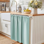 PONY DANCE Aqua Blue Small Window Curtains for Kitchen Over Sink 24 inch Length, Black Out Camper Curtains for RV, Thermal Insulated Rod Pocket Short Drapes, W 29 x L 24 inches,2 Panels