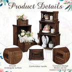 6 Pcs Decorative Wood Crates for Storage Display Rustic Nesting Crates with Handle Farmhouse Wooden Storage Container Boxes for Wedding Party Farmers Market Supplies Decor
