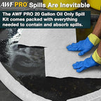 AWF PRO 20 Gallon Oil Only Spill Kit, 59 Pieces – 20 gal DOT Approved Drum, Socks, Pads & Pillows, & Accessories