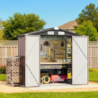 6x4 FT Outdoor Storage Shed with Lockable Double Doors & Loping Roof, Outdoor Metal Shed for Bike, Tool, Generator Storage in Backyard, Patio (6’x4’)
