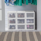 Sterilite 24-Pack 6 Quart Stacking Drawer, Clear Storage Closet Organizer, White Frame - Stackable Modular Plastic Drawers for Clothes, Accessories, Craft Supplies, Shoes or Linens