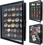 GMFrames 12x16 Wooden Shadow Box Frame with Removable Shelves Deep Display Case for Military Medals Keepsakes Black