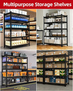 PrimeZone 36" x 16" x 72" Heavy Duty Storage Shelves - 5 Tier Adjustable Garage Storage Shelving, Metal Storage Utility Rack Shelf Unit for Warehouse Pantry Closet Kitchen, Black, 2 Pack