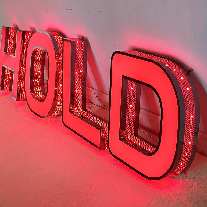 Outdoor Large Lighted Letter 10 to 20 Inch Tall Channel Letters Stainless Steel Lighted Business Signs for Storefront Branding Signage (16 letters)