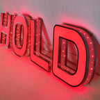 Outdoor Large Lighted Letter 10 to 20 Inch Tall Channel Letters Stainless Steel Lighted Business Signs for Storefront Branding Signage (18 letters)