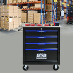 4-Drawer Heavy-Duty Rolling Steel Tool Cart with Handle&Wheels, Metal Storage Organizer Cabinet, Tool Chest for Efficient Tool Storage in Garage, Warehouse, Workshop, Repair Shop, Blue