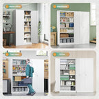 Letaya Metal Storage Cabinets with Lock Door,Steel Locker Garage Cabinets 5 Adjustable Shelves for Home,Office, Warehouse(White)