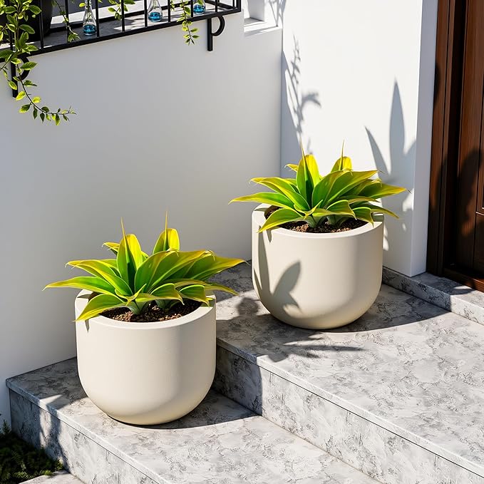 Artificial Agave Plants,Large UV Resistant Fake Agave Planters 12" for Indoor and Outdoor Decorating Tropical Plant Succulents Greenery Indoor Decor (2Pack) Yellow