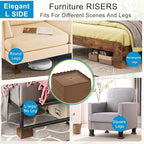 Bed Risers 1 inch, 2 inch, 3 inch, 4 inch Heavy Duty, Adjustable Furniture Riser for Table Desk Couch Sofa Chair Recliner Leg Frame Dorm, Stackable Bed Raisers Blocks (Brown 16 Pack, 1 inch)