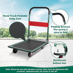 LEADALLWAY Foldable Push Cart Platform Cart (Green 330lbs with 2 Ropes, 28.7x18.5x32.3inches)