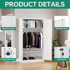 Letaya Metal Wardrobe Cabinets with Lock,Clothing Locker 72" X 36" X 18" Storage Cabinets for Home Room,Fire Department, School, Employee,Gym,Government (White)