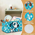 Storage Bin with Handles, Blue-Spotted Dog Cute Animal Collapsible Laundry Baskets for Books, Laundry - Use in Nursery, Closet Organizers and Storage, Blanket Basket