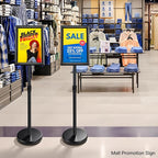 6Pack Sign Holder Stand - 8.5x11 Inch Adjustable Floor Standing Sign Stand for Display, Pedestal Poster Stand for Vertical & Horizontal View, Indoor & Outdoor Use for Business & Store - Black