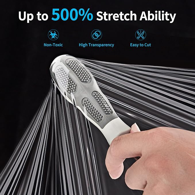 JARLINK Stretch Film, 15 Inch x 1000 Feet Shrink Wrap for Pallet Wrap, Industrial Strength Stretch Wrap with Handles, Moving Wrapping Plastic Roll, 60 Gauge, 4 Pack