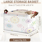 Colorful Fireworks Pattern Collapsible Storage Box - 17x11.5x10.5 Inch Foldable Organizer for Seasonal Decorations, Event Decor, Home Storage - Single Pack