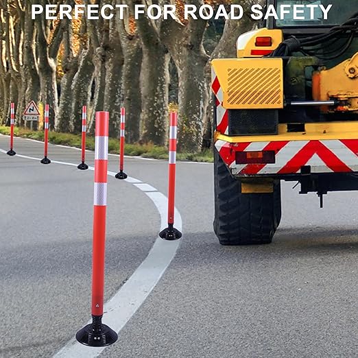 36 Inch Heavy Duty Traffic Cones 8-Pack with Spring Base - OrangeStar Reflective Safety Cones for Construction Zones, Highways, Parking Lots - Orange Road Delineators