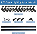 Super-Bright 25W 2000lm J&L Type LED Black Track Lighting System,3000K Warm Light Dimmable Brightness,with 13 FT Track Rails and Ceiling Spotlight Fixture Installation Package
