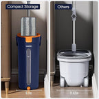 Mop and Bucket Set with Wringer, 3-Tank Flat Mop and Bucket System, Wall Mop Cleaner with Long Handle, Hands Free Mops for Floor Cleaning with 6 Microfiber Pads