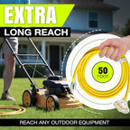50ft Outdoor/Indoor Extension Cord 3-Outlet 12/3 Gauge Extra Heavy Duty ETL Listed, 3 Prong SJTW, Waterproof, Flexible Cold-Resistant Long Power Cord,15A 125V 1875W, Yellow by LifeSupplyUSA