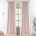 Vision Home Soft Pink Pinch Pleated Full Blackout Curtains Linen Blended Room Darkening Curtain Panels 112 inch for Living Room Bedroom Thermal Insulated Pinch Pleat Drapes with Hooks 9FT 40"Wx112"Lx2