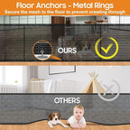180" Extra Wide Retractable Baby Gates for Large Openings, 42" Extra Tall with Support Rods, Prevent Crawling, Mesh Dog/Pet Gate for Stairs/Doorways, Indoor/Outdoor Use