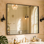 36"x36" Black Framed Bathroom Mirror, Large Rectangular Vanity Mirror, Aluminum Metal Frame, Wall Farmhouse Modern Wall-Mounted Mirrors for Bathroom, Bedroom, Living Room, Over Sink
