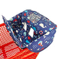 2-in-1 Shopping Cart and High Chair Cover for Baby, Padded Cover, Fold'n Roll Style, Portable with Carry Bag (Blue Whale)