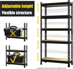 PrimeZone Storage Shelves 5 Tier Adjustable Garage Storage Shelving, Heavy Duty Metal Storage Utility Rack Shelf Unit for Warehouse Pantry Closet Kitchen, 28" x 12" x 59", Black, 6 Packs