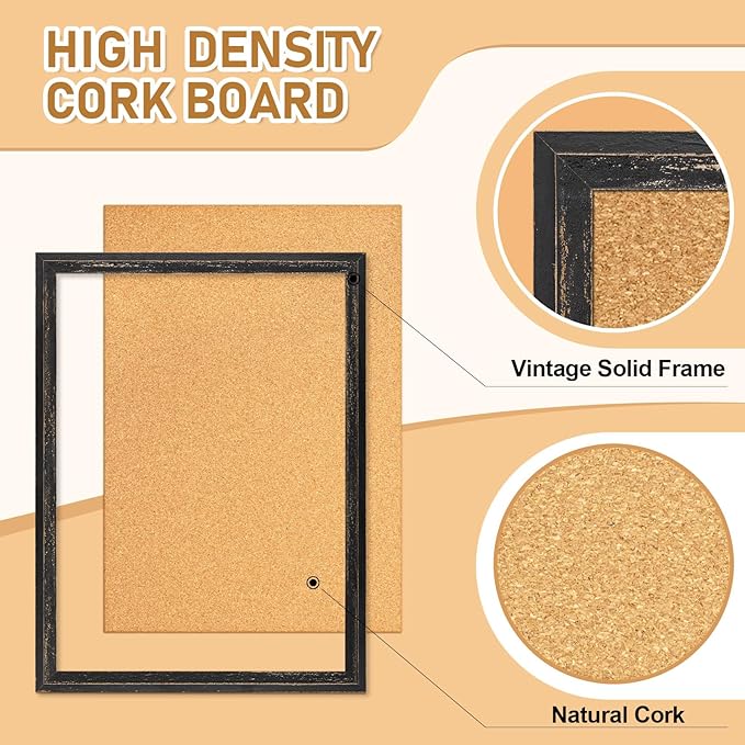 DOLLAR BOSS Large Cork Board for Wall - 48 X 36 Inches, Rustic Wooden Frame Large Bulletin Board, Decorative Hanging Pin Board for Office & Home Decor, Black