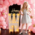 3FT/36 Inch Marquee Light up letters with Warm Lights,White Marquee letter A-Z for Birthday Party Large Mosaic Frame Letter Cardboard Pre-Cut Foam Board Sign Diy Decorations Anniversary (W)