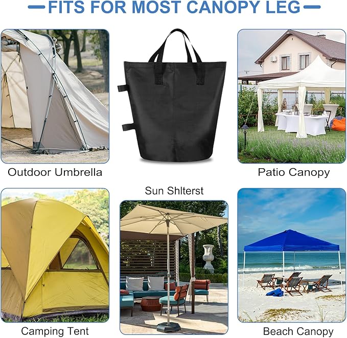PATIKIL Canopy Weight Sand Bags, 4 Pack 110 Lbs Total Extra Large Weights Bags Waterproof Tent Leg Weights Sandbags for Outdoor Canopy Tent Sun Shelter Patio Ladder Black (14x9")
