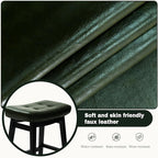 Counter Height Bar Stools Set of 4 for Kitchen Counter Farmhouse Modern Barstools with Faux Leather Upholstered Backless Seat and Solid Wood Legs 24 inch Bar Chairs, Green + Black