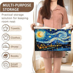 Artist Inspired Floral Storage Basket Large 17x11.5x10.5 Inche-Collapsible Fabric Organizer Bin with Handles for Living Room, Blankets-Decorative Hamper with Impressionist Flower-Single Pack