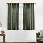 XTMYI Short Curtains for Bathroom Window,Dark Olive Green Boho Bathroom Decor Shower,Sheer Linen Kitchen Curtains,45 Inch Length