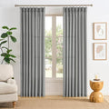 RAIN CITY Grey Linen Curtains 105 Inch Length 2 Panels, Soft Thick Linen Textured Window Drapes for Bedroom Living Room Semi Sheer Light Filtering Back Tab Pinch Pleated with Hooks 50x105