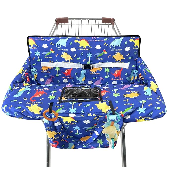 Shopping Cart Cover for Baby,2-in-1 High Chair Cover with Portable Cloth Bag,Cart Seat Pad for Babies Grocery Cushion Cover Restaurant,Suitable for All Supermarkets