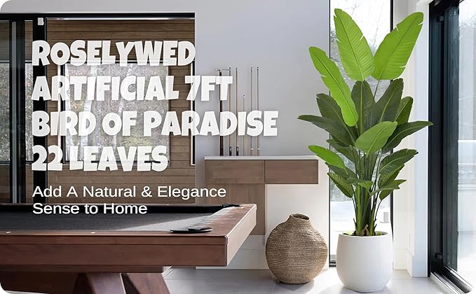Artificial Bird of Paradise Tree 7FT 22 Leaves Tall Large Fake Faux Tropical Banana Plant 84 Inch Black Pot for Indoor Home Office Poolside Porch Mall Hotel School Decor Housewarming Gift