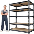 72" H Storage Shelves with Reinforced,2000LBS Garage Shelving,Adjustable Metal Shelving Unit,Garage Shelve Heavy Duty for Basement, Warehouse, Kitchen,35.6" W × 16" D × 72" H, Black