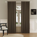 DUALIFE 100% Blackout Linen Brown Curtains 84 Inch for Living Room Darkening, Bedroom Linen Drapes 84 Inches Long Rod Pocket/Back Tab Heat Blocking Bohemian Pleated Window Curtain(50"x84"x2)
