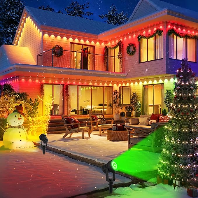 Solar Spotlights Outdoor Waterproof, RGB Landscape Spotlights, Christmas Decorative Solar Spot Lighting for Garden, Yard, Pathway, Lawn, Poolside, Party, 2-in-1 Mounted (RGB, 2 Pack)
