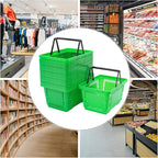 12PCS Shopping Baskets with Handles, Portable Wire Shopping Basket,Open&Stackable Design for Supermarket, Retail, Bookstore (Green)