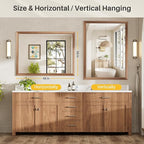 48x36 Inch Bathroom Mirror for Wall, Anti-Rust Walnut Wood Grain Metal Framed Bathroom Mirrors for Over Sink,Rectangler Mirrors for Bathroom Vanity, Farmhouse, Bedroom, Living Room, Entryway Decor