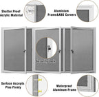 Mifuro 70"x34" Enclosed Bulletin Board, Outdoor Lockable Weather-Resistant Aluminum Cork Noticeboard for School & Office, Silver Frame w/Grey Flet