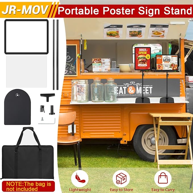 Tabletop Sign Holders 8.5 x 11, Adjustable Floor Standing Sign Holder Stand for Table Top, Black Double-Sided Poster Stands for Display Vertical Horizontal View, Fit Retail Event, 2 Pack