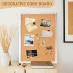 DOLLAR BOSS White Cork Board for Wall - 30 X 20 Inches, Rustic Wooden Frame Bulletin Board, Decorative Hanging Pin Board for Office & Home Decor